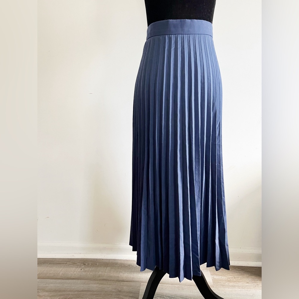 Pleated Midi Skirt in Slate Blue - Women's